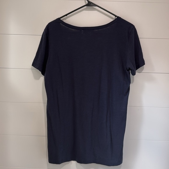 Theory Pinati B Spring Navy Blue Sea Slub Top Tee Shirt Scoop Neck Small Top - Picture 6 of 9